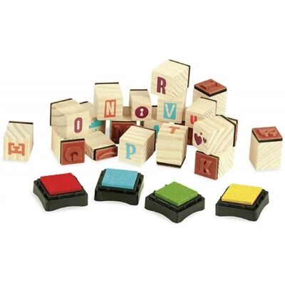 Vilac Wooden Stamp Set for Kids - My First Printer - 76 Pieces Vilac Wooden Stamp Set for Kids - My First Printer - 76 Pieces