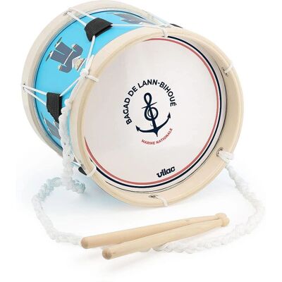 Vilac Französische Marine Blau Holzspielzeug Trommel - 22cm - Kinders Musik Instrument Vilac Französische Marine Blau Holzspielzeug Trommel - 22cm - Kinders Musik Instrument