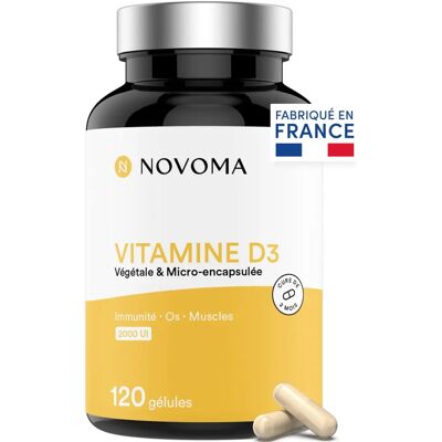 Complément vegan de vitamine D3 2000 UI pour os et muscles - 120 capsules - Publicité Complément vegan de vitamine D3 2000 UI pour os et muscles - 120 capsules - Publicité