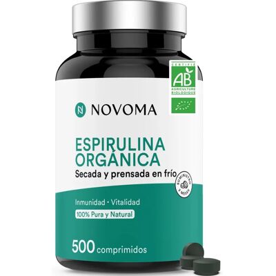 Novoma Spiruline Bio 500 Comprimés - Pot 500 - Publicité Novoma Spiruline Bio 500 Comprimés - Pot 500 - Publicité