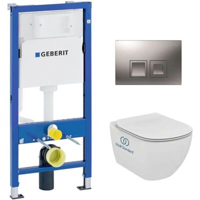 Pack WC Geberit UP100 - Doble descarga, Blanco, Cromo Pack WC Geberit UP100 - Doble descarga, Blanco, Cromo