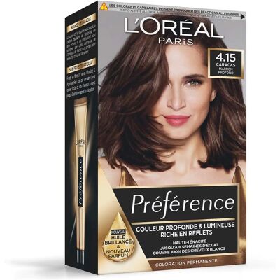Trwała farba do włosów L'OREAL PARIS - Caracas Glazur brąz - Głęboki, lśniący kasztan z czekoladowymi refleksami - Pokrywa 100% siwych włosów - Do 8 tygodni Trwała farba do włosów L'OREAL PARIS - Caracas Glazur brąz - Głęboki, lśniący kasztan z czekoladowymi refleksami - Pokrywa 100% siwych włosów - Do 8 tygodni