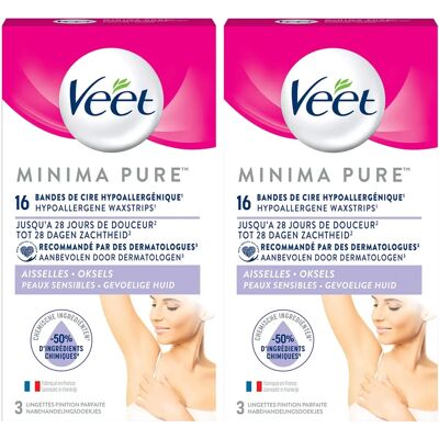 Bandes de Cire Hypoallergéniques Veet Minima pour Aisselles - Publicité Bandes de Cire Hypoallergéniques Veet Minima pour Aisselles - Publicité