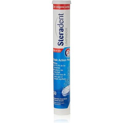 Comprimés Nettoyants pour Dentiers Steradent Triple Action - 30 Unités - Publicité Comprimés Nettoyants pour Dentiers Steradent Triple Action - 30 Unités - Publicité
