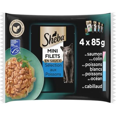Sheba Variétés de Poisson - Nourriture pour Chats Adulte en Sauce - 4 x 85g - Lot de 13 Sheba Variétés de Poisson - Nourriture pour Chats Adulte en Sauce - 4 x 85g - Lot de 13