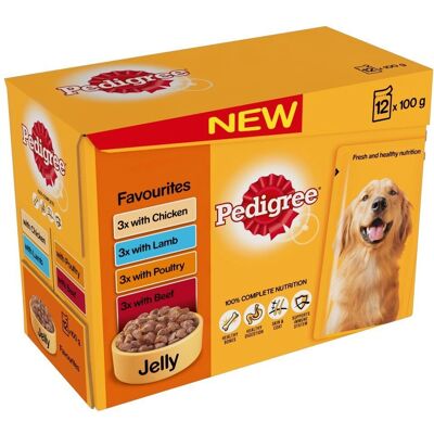 Pedigree Dog Pouches in Jelly - Pack of 12x100g Pedigree Dog Pouches in Jelly - Pack of 12x100g