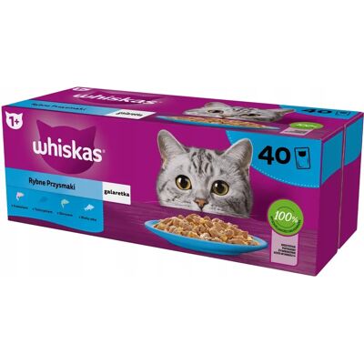 Whiskas Favoris de Poissons en Gelée - Nourriture Humide pour Chats - 40X85 G - Publicité Whiskas Favoris de Poissons en Gelée - Nourriture Humide pour Chats - 40X85 G - Publicité