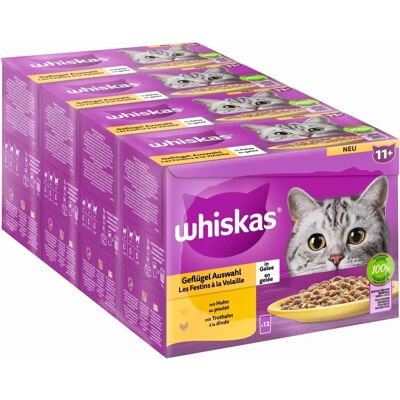 Whiskas Nourriture humide pour chats en sachets en gel 11+ sélection volaille 4 x 12 x 85 g Whiskas Nourriture humide pour chats en sachets en gel 11+ sélection volaille 4 x 12 x 85 g