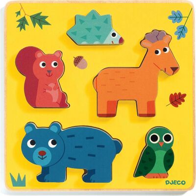 Puzzle en bois Djeco - 5 pièces animales pour tout-petits Puzzle en bois Djeco - 5 pièces animales pour tout-petits