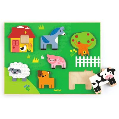 Dřevěné farma puzzle od Djeco - Vzdělávací hra Dřevěné farma puzzle od Djeco - Vzdělávací hra