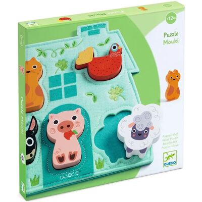 Puzzle en Bois d'Animaux de la Ferme Djeco - 5 Pièces - Développe la Motricité Puzzle en Bois d'Animaux de la Ferme Djeco - 5 Pièces - Développe la Motricité