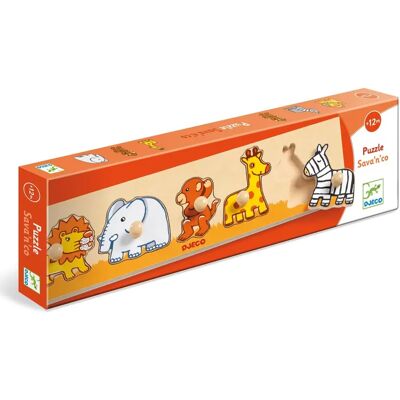 Puzzle in Legno di Animali della Giungla - Giocattolo Educativo Puzzle in Legno di Animali della Giungla - Giocattolo Educativo