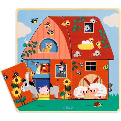 Modelo Djeco: ChezMoo - Quebra-Cabeça de Madeira em 3 Camadas - Temas Educativos de Animais Modelo Djeco: ChezMoo - Quebra-Cabeça de Madeira em 3 Camadas - Temas Educativos de Animais