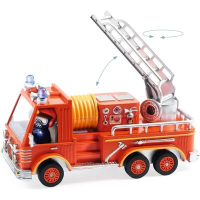 Caminhão de Bombeiros Djeco - Brinquedo Crazy Motors de Resgate Caminhão de Bombeiros Djeco - Brinquedo Crazy Motors de Resgate