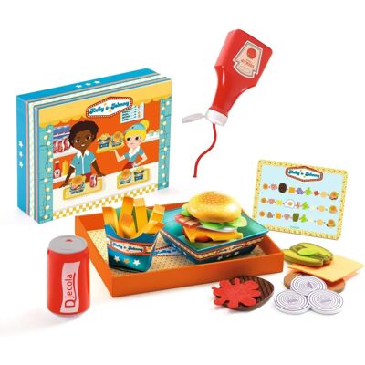 Djeco Kelly & Johnny Burger Set - Holz-Rollenspielzeug Djeco Kelly & Johnny Burger Set - Holz-Rollenspielzeug