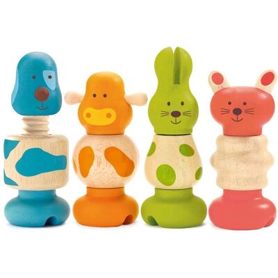 Djeco Holzspielzeug - 4 Stück - Schrauben Sie zusammen Tier - One Size Djeco Holzspielzeug - 4 Stück - Schrauben Sie zusammen Tier - One Size