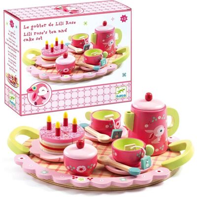 DJECO Wooden Tea Party Play Set - Pink - Toddler Educational Toy DJECO Wooden Tea Party Play Set - Pink - Toddler Educational Toy