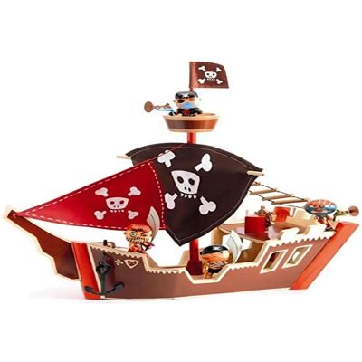 Nave pirata Djeco - Giocattolo in legno con vele e manovella - 4+ anni Nave pirata Djeco - Giocattolo in legno con vele e manovella - 4+ anni