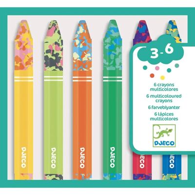 Djeco Set de 6 Crayons Multicolores - Pour enfants Djeco Set de 6 Crayons Multicolores - Pour enfants