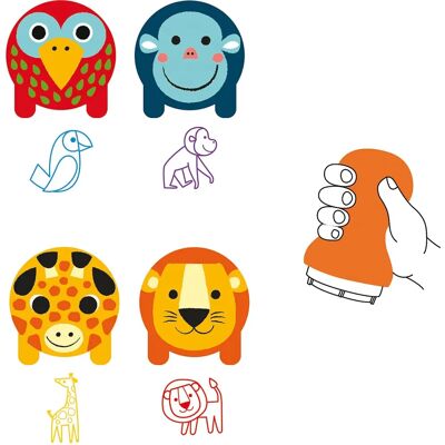 Tampons animaux pour petits - Safari - Djeco - Publicité Tampons animaux pour petits - Safari - Djeco - Publicité
