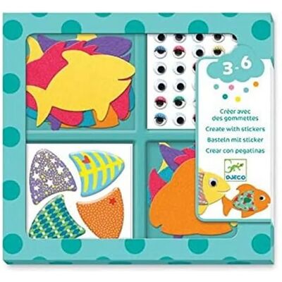 Djeco Fisch-Collage-Kit - Ungiftiges Bastelset für Kinder Djeco Fisch-Collage-Kit - Ungiftiges Bastelset für Kinder