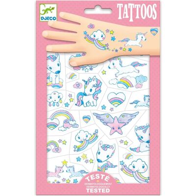 Djeco Eenhoorns Tijdelijke Tatoeages - 2 Bladen - Kinderlichaamskunst Djeco Eenhoorns Tijdelijke Tatoeages - 2 Bladen - Kinderlichaamskunst