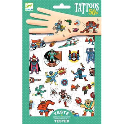 Tatouages temporaires Djeco Héros & Méchants - Plus de 50 feuilles Tatouages temporaires Djeco Héros & Méchants - Plus de 50 feuilles