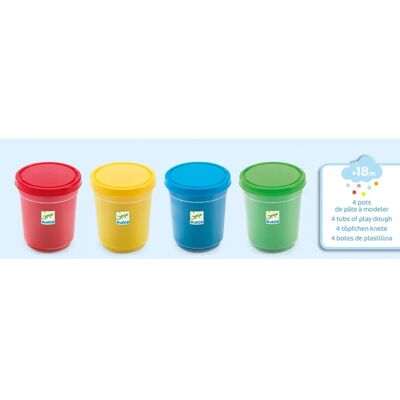 Djeco Pots of Modelling Dough - 4pcs - Bright Multi-Color - Play Dough for Kids 18M+ Djeco Pots of Modelling Dough - 4pcs - Bright Multi-Color - Play Dough for Kids 18M+