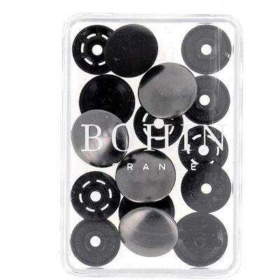 Bohin - 14mm Metal Snap - Gris grafite - 4 pcs - Snap fastener - Publicité Bohin - 14mm Metal Snap - Gris grafite - 4 pcs - Snap fastener - Publicité