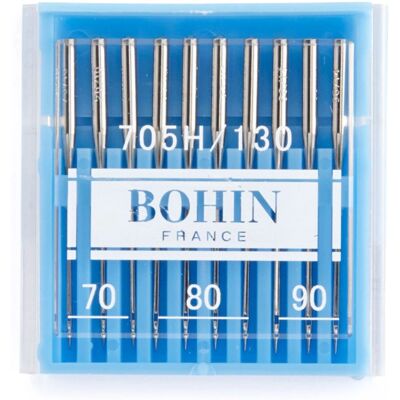Bohin - Aiguille couture courante 70-90 - Plat talon - Sewing Machine Needle - Publicité Bohin - Aiguille couture courante 70-90 - Plat talon - Sewing Machine Needle - Publicité