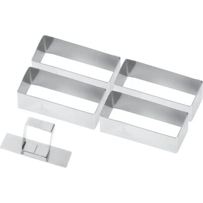 Set de moldes rectangulares de pastelería de acero inoxidable - 4 piezas Set de moldes rectangulares de pastelería de acero inoxidable - 4 piezas