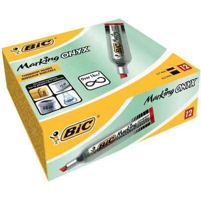 BIC Onyx 1481 - Marqueur permanent pointe biseautée - Rouge - Publicité BIC Onyx 1481 - Marqueur permanent pointe biseautée - Rouge - Publicité
