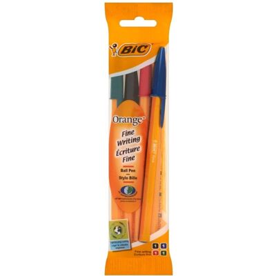 Paquete de 4 bolígrafos Bic Naranja - Tinta fina Paquete de 4 bolígrafos Bic Naranja - Tinta fina