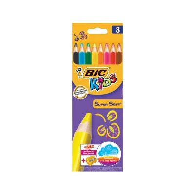 BIC Kids SuperSoft Buntstifte - Pack 8, Mit Spitzer BIC Kids SuperSoft Buntstifte - Pack 8, Mit Spitzer