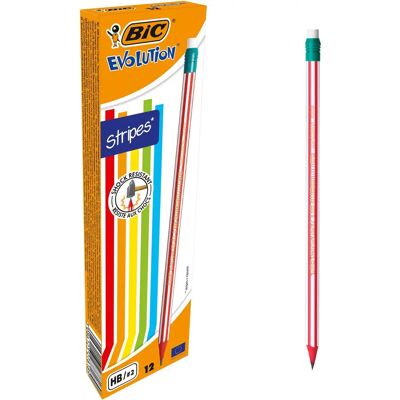 Matita Evolution 646 HB di BIC - A righe, Colori assortiti, Confezione da 12 Matita Evolution 646 HB di BIC - A righe, Colori assortiti, Confezione da 12
