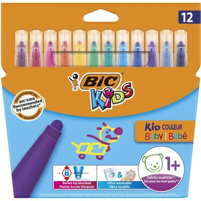 BIC Marcadores - Pacote com 12 para crianças e bebê BIC Marcadores - Pacote com 12 para crianças e bebê