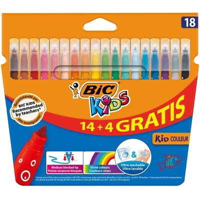 Bic Kids Marker Pack 18 Wasbare Middelpunten Bic Kids Marker Pack 18 Wasbare Middelpunten