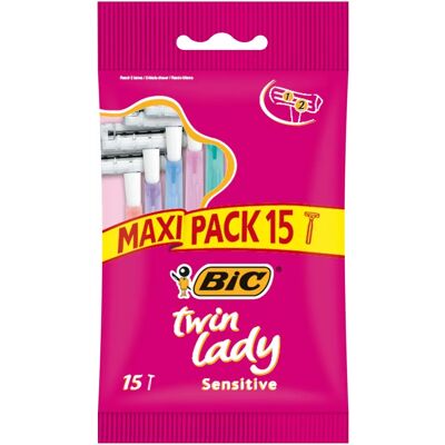 Barbeador BIC Twin Lady Sensitivo - Pack de 15 Barbeador BIC Twin Lady Sensitivo - Pack de 15