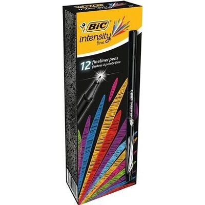 BIC Intensity 0,4 mm Stylo Feutre Noir - Pack de 12 - Publicité BIC Intensity 0,4 mm Stylo Feutre Noir - Pack de 12 - Publicité