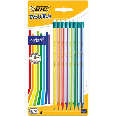 Lápis BIC Evolution Listrados HB - Pack de 8 Lápis BIC Evolution Listrados HB - Pack de 8