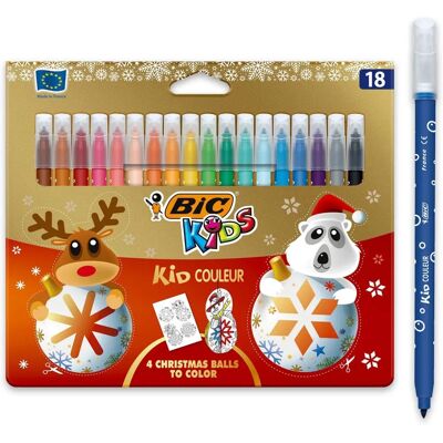BIC Kids Kid Couleur Feutres Pointe Moyenne Edition Noël - 18 Couleurs BIC Kids Kid Couleur Feutres Pointe Moyenne Edition Noël - 18 Couleurs