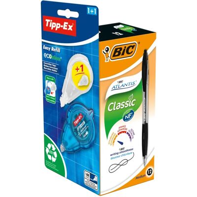 BIC Atlantis Classic Blau Kugelschreiber-Set - 12 Stück & Korrekturroller BIC Atlantis Classic Blau Kugelschreiber-Set - 12 Stück & Korrekturroller