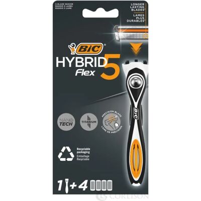 BIC Hybrid 5 Flex - Oppladbar Herrebarbermaskin - Håndtak & Reserveblad BIC Hybrid 5 Flex - Oppladbar Herrebarbermaskin - Håndtak & Reserveblad