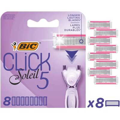 BIC Soleil Click 5 Razor Refills Aloe Vera Vitamin E Pack of 8 BIC Soleil Click 5 Razor Refills Aloe Vera Vitamin E Pack of 8