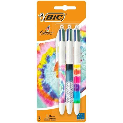 BIC 4-Farben Kugelschreiber - Tie & Dye assortiert - Mittenspitz BIC 4-Farben Kugelschreiber - Tie & Dye assortiert - Mittenspitz