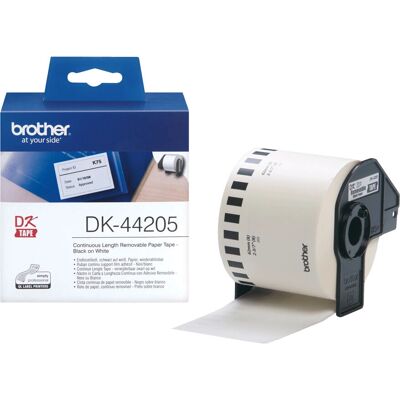 Fita de etiquetas Brother DK-44205 - Preto sobre branco - 6,2 x 3048 cm - Fita de etiquetas Fita de etiquetas Brother DK-44205 - Preto sobre branco - 6,2 x 3048 cm - Fita de etiquetas