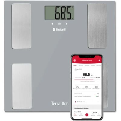 Bilancia da bagno Terraillon Smart Connect Grigia Bilancia da bagno Terraillon Smart Connect Grigia