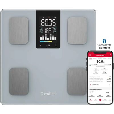 Terraillon - EVOFIT - Surface en verre 28x28 cm - Bluetooth - Scale - Publicité Terraillon - EVOFIT - Surface en verre 28x28 cm - Bluetooth - Scale - Publicité
