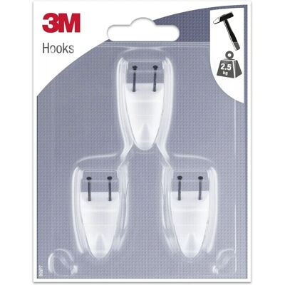3M 95452 Wandhaken met Spijkers - Wit - Set van 3 3M 95452 Wandhaken met Spijkers - Wit - Set van 3