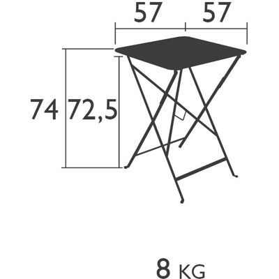 Tavolo Pieghevole Quadrato Fermob Bistro - Acciaio Resistente 57x57cm Tavolo Pieghevole Quadrato Fermob Bistro - Acciaio Resistente 57x57cm